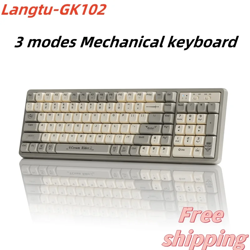 

Langtu Gk102 102 Key Three Mode Full Key Hot Swap Mechanical Keyboard Full Key Non-Impact Rgb Light Ergonomic Gaming Keyboard