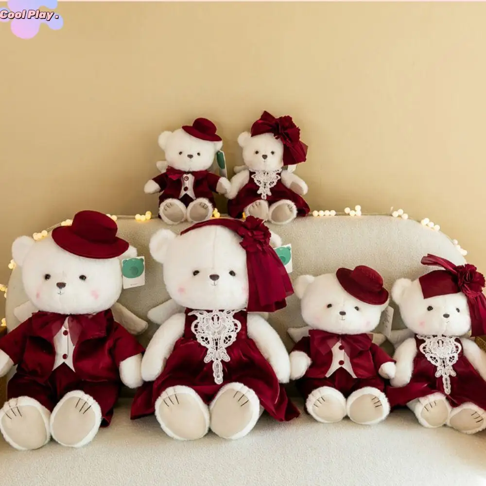 

Wedding Dress Bear Plush Toy PP Cotton Couple Bears Plush Bear Doll Cartoon 30/40cm Stuffed Animal Pillow Adults Children