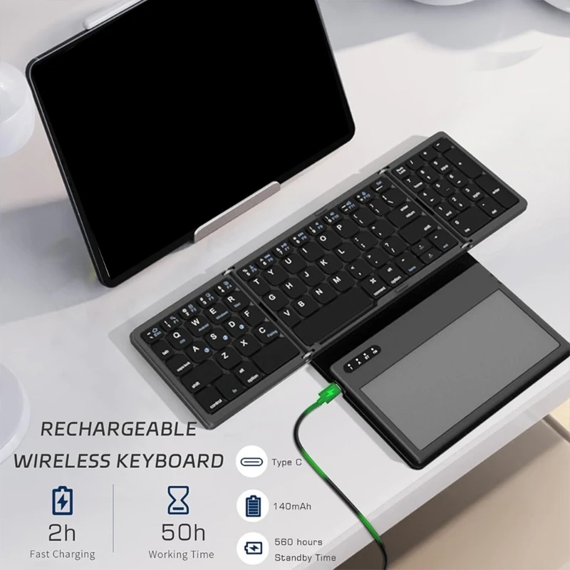 Tastiera wireless pieghevole con touchpad tastierino numerico per cambiare liberamente dispositivo