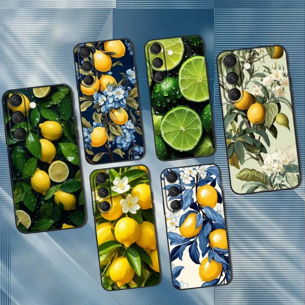 

Fruit lemon Painting Phone Case For Samsung S25,S24,S23,S22,S21,S20,S10,Ultra,Plus,Lite,FE,Soft Silicone Black Cover