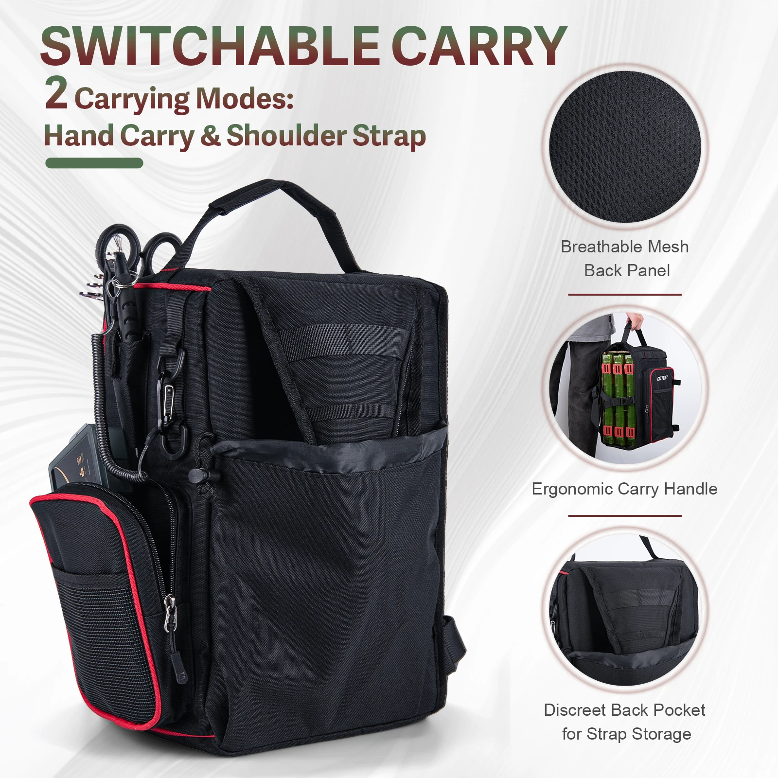 Mochila de pesca Goture 900D impermeable con bandejas y eslinga - imagen 3