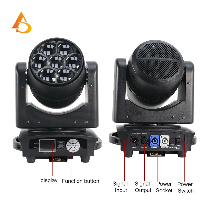 Imagem -02 - Rgbw Led Moving Head Lights 7x40w Olhos Grandes Zoom Wash Lights Uso para dj Disco Festa em Casa Boate Bar