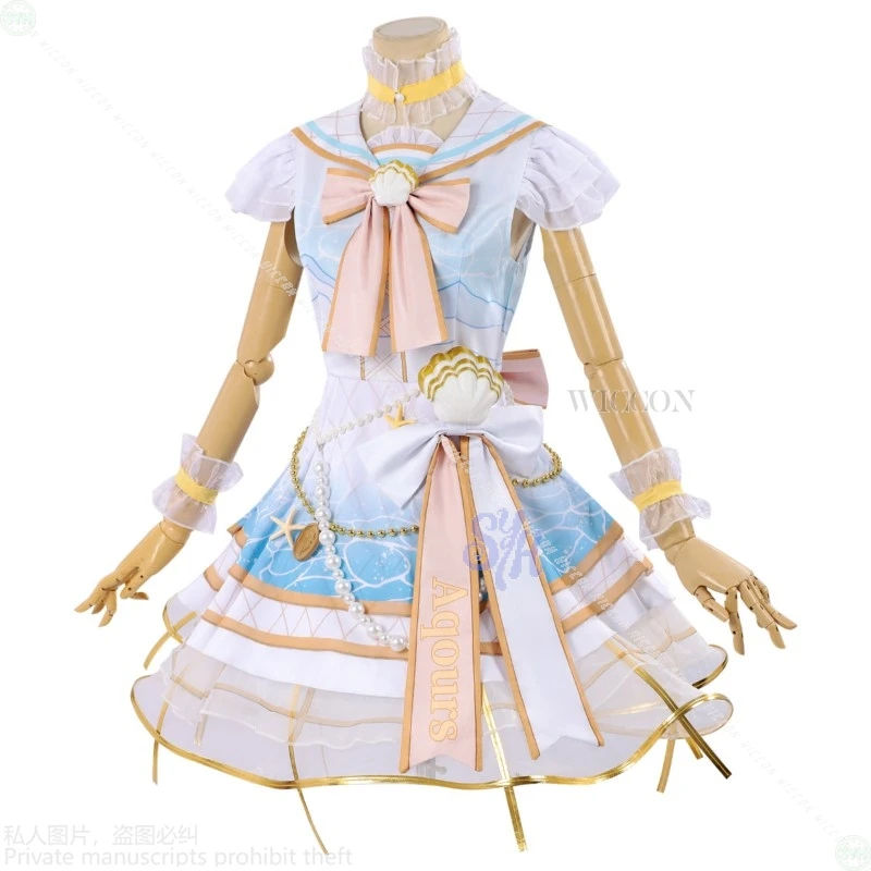 حب الحياة! أشعة الشمس!! ماتسورا كانان أزياء تنكرية صدف لوليتا كعكة فستان أيدول موحدة شعر مستعار للهالوين