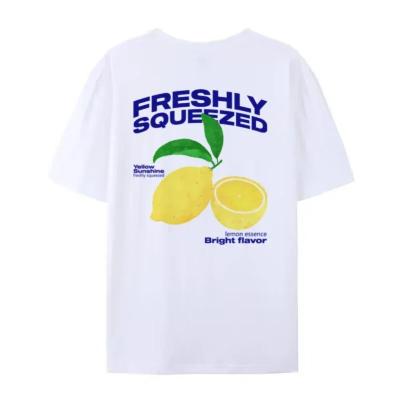 Lemon Citrus Back Print T-Shirt 90s Retro Oversized Cute Aesthetic Fruit Graphic Tees Y2k Streetwear Tops Women Fashion Clothing