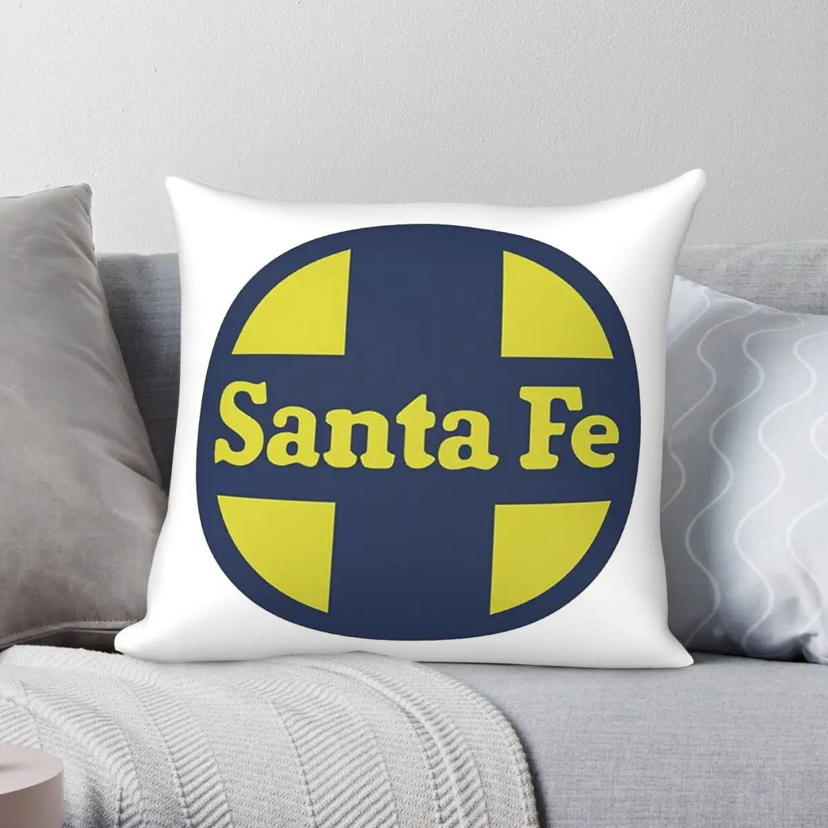 Funda de almohada cuadrada Atchison Topeka And Santa Fe Railway, funda de cojín decorativa con cremallera creativa de terciopelo y lino de poliéster