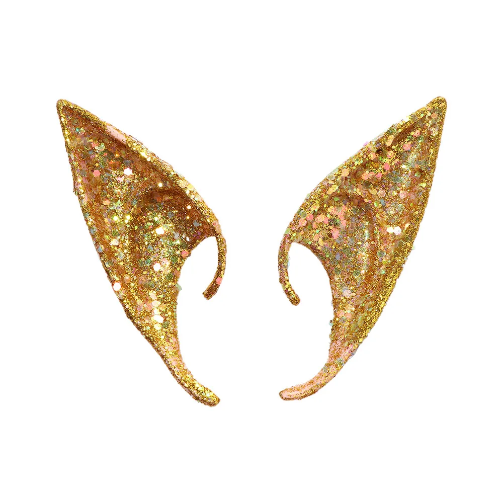Accesorios de Maquillaje de Imitación para Navidad y Halloween, Orejas de Ángel y Elfo con Brillo de Látex para Cosplay de Mujer, Accesorios de Joyería para Fotos
