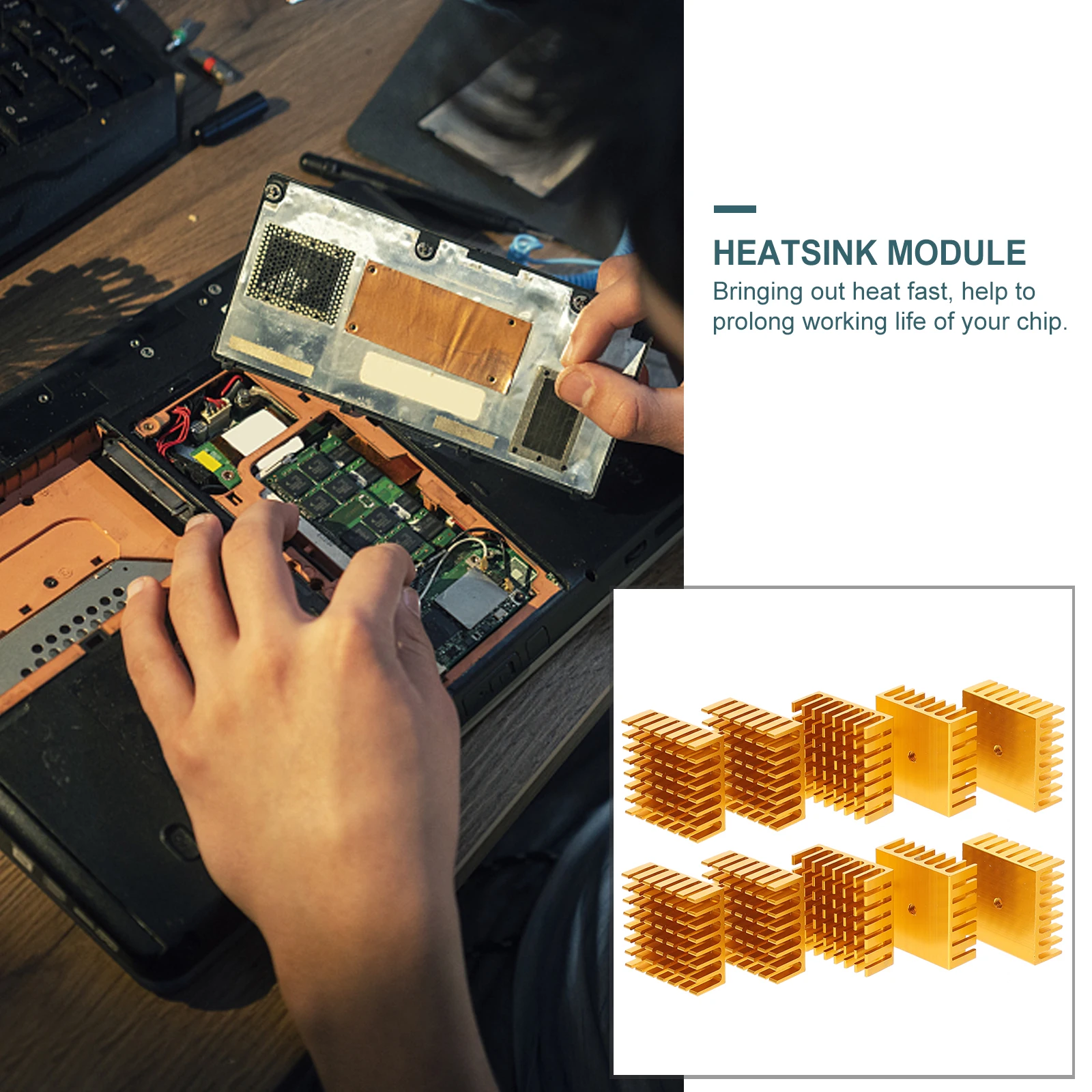

10pcs Gold Slot Heat Sink 28x28x11mm Aluminum Radiator for CPU GPU IC LED Efficient Dissipation Laptop Cooler
