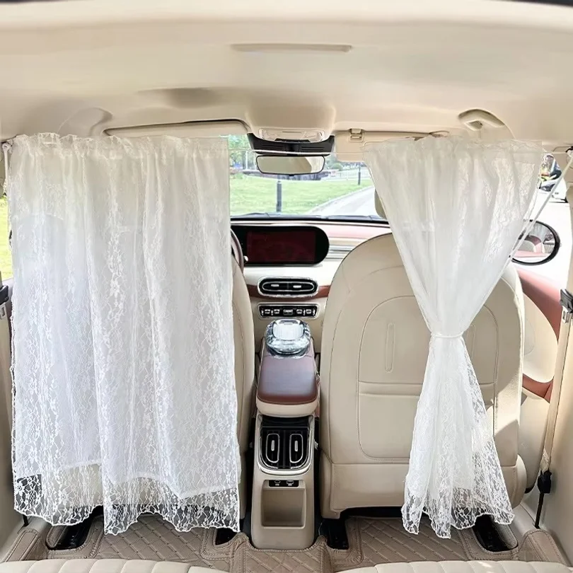 Lace Double-layer Car Privacy Curtains Universal Divider Curtain Between Rear Seat Auto Blackout Curtains Sun Shades