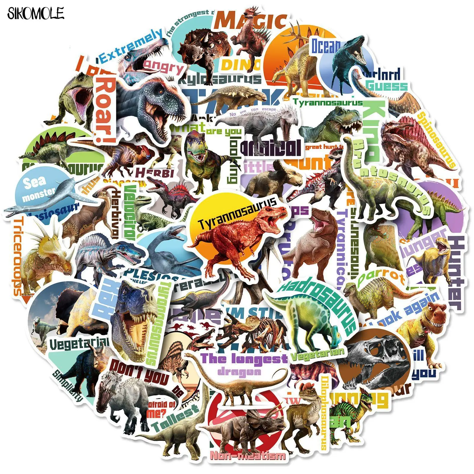 10/30/50/100PCS Dinosaur Animal Stickers Jurassic Anime DIY Toy Laptop Guitar Luggage Bike Skateboard Decals Graffiti Sticker