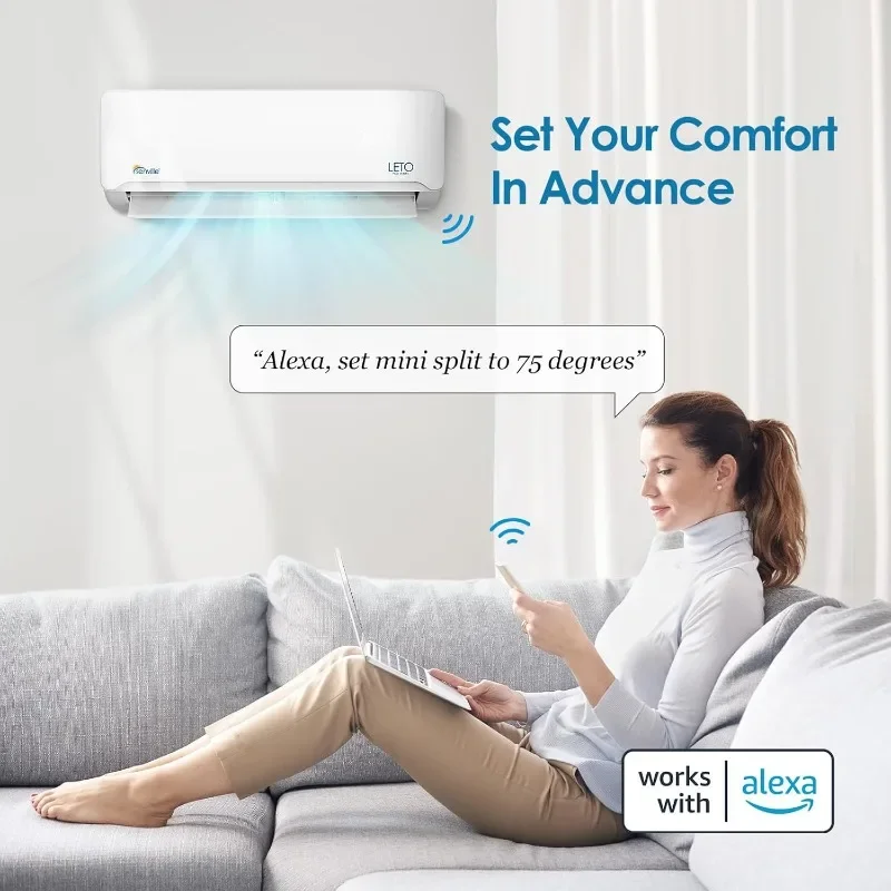 Senville LETO Series Mini Split Air Conditioner Heat PŽ, 24000 BTU, 208 V, 230V, Inverter, nous-mêmes avec Alexa, SEER2 18, 2 Welding