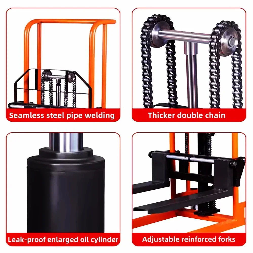 1.2m Micro Forklift Trolley 260kg Dynamic Stacker Car Hydraulic Pallet Driver Manual Wheelbarrow for Small Household Platform 6