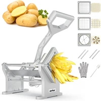 Commercial French Fry Cutter, Heavy Duty Potato Slicer With 3 Blades (1/2", 3/8", 6-Wedge), Stainless Steel Vegetable Chopper