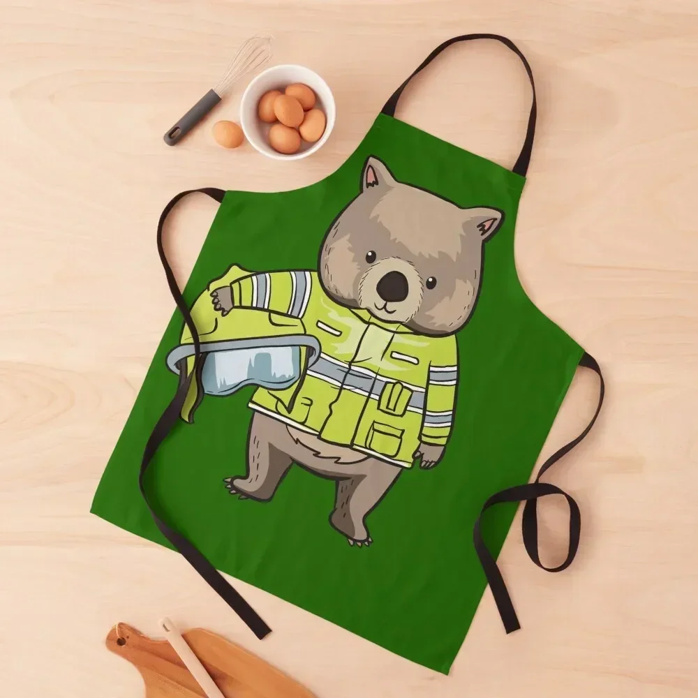 

Wombat Wombats Firefighter Australia Hero Gift Apron Waterproof women Kids Kitchen Things Apron