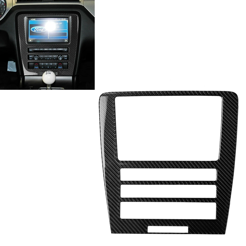 

For Ford Mustang 2009-2014 Real Carbon Fiber Center Console Navigation CD Panel Trim Cover Sticker With GPS Control Hole Frame