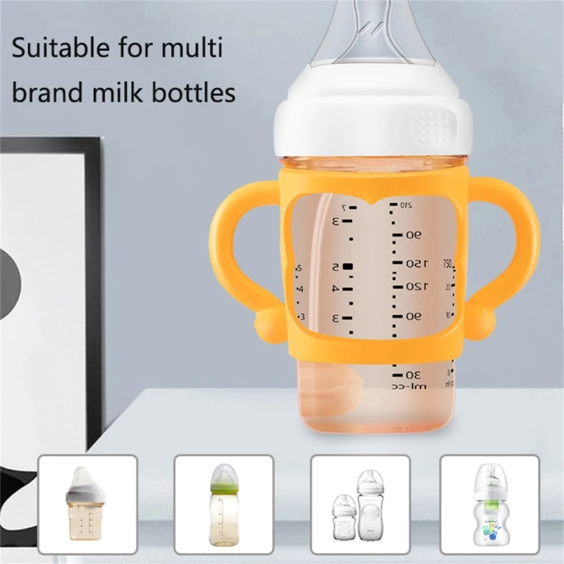 BPA Free Silicone Baby Bottle Grip Handle Universal Heat Resistant Wide Mouth Mile Bottle Hand Grip for Hegen Bottle Accessories