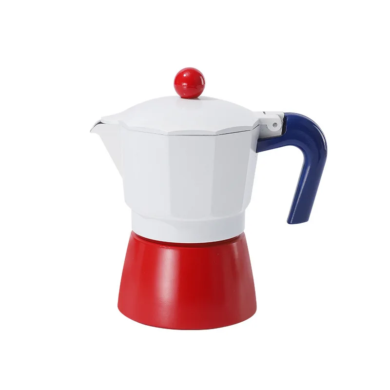 Environmentally Friendly Custom Color Large Capacity Coffee Maker Espresso Aluminum Moka Pot 1/3/6 Cups Make Espresso Coffee