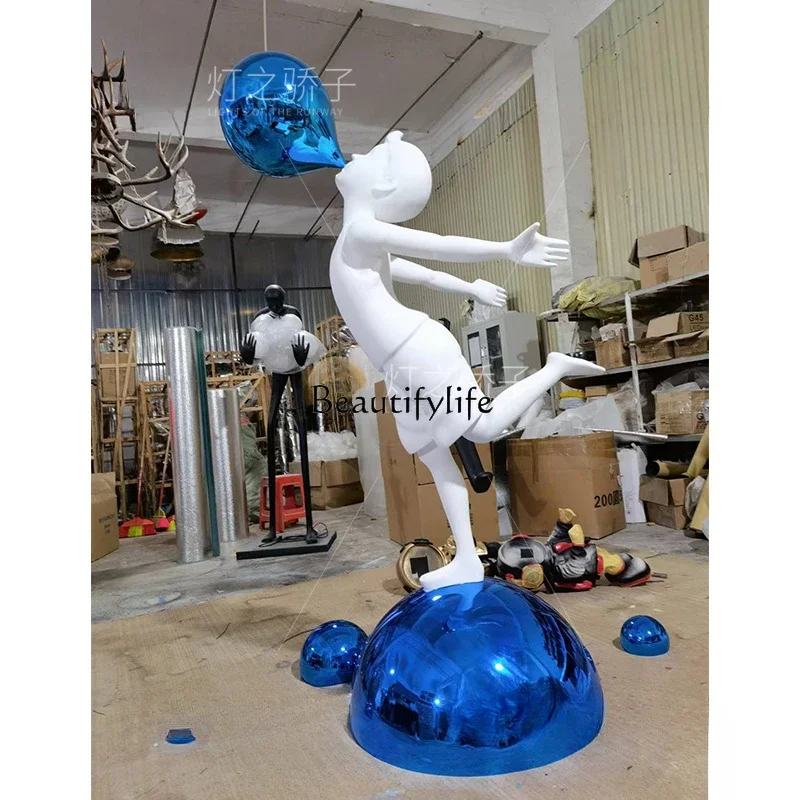 

yj9 Art Humanoid Sculpture Decorations Hotel Lobby Sales Office Flying Boy Abstract Large Floor Ornaments