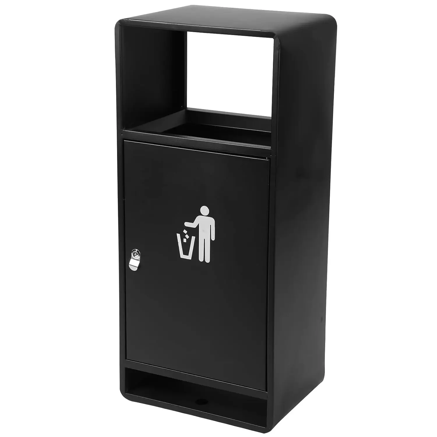11 Gallon Commercial Outdoor Trash Can Stainless Steel Trash Bin Includes Removable Stainless Liner with Lid Locking Door Weathe