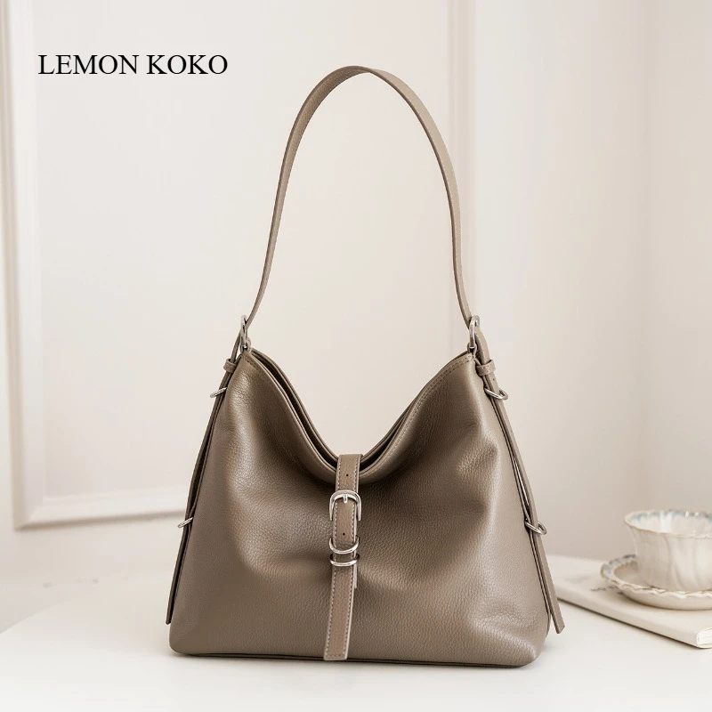 

LEMON KOKO Relaxation Tote Bag Stylish Simple Large-capacity Women's Bag Temperament Versatile Bag Women's Commuting Shoulder