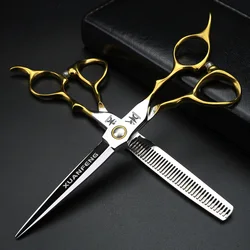XUANFENG Gold Handle Professional Hair Scissors 6.5