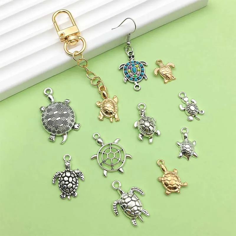 15pcs Alloy Metal Sea Turtle Tortoise Charms Pendants for DIY Bracelet Necklace Jewelry Making