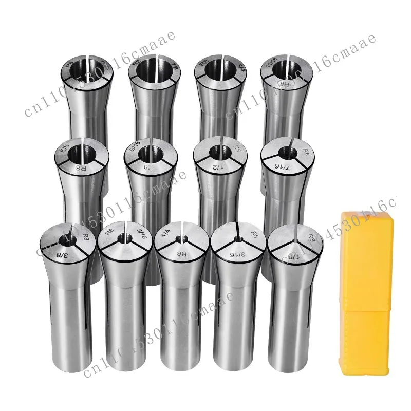 13-Piece Precision R8 Collet Kit 1/8FT 7/8FT 45 Grinder Collet Clamp 0.0012 Inch/30 Micron 13 Tool Rack Storage Case with Label