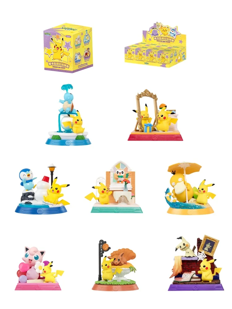 Funism Originele Echte Pokemon Pikachu En Zijn Vrienden Serie Blind Boxes Anime Action Figure Piplup Psyduck Model Speelgoed Cadeau - afbeelding 2