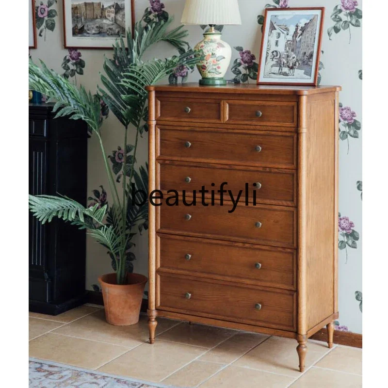 

A16 Nordic American Country Log Color Six Bucket Cabinet European Bedroom Entrance Locker