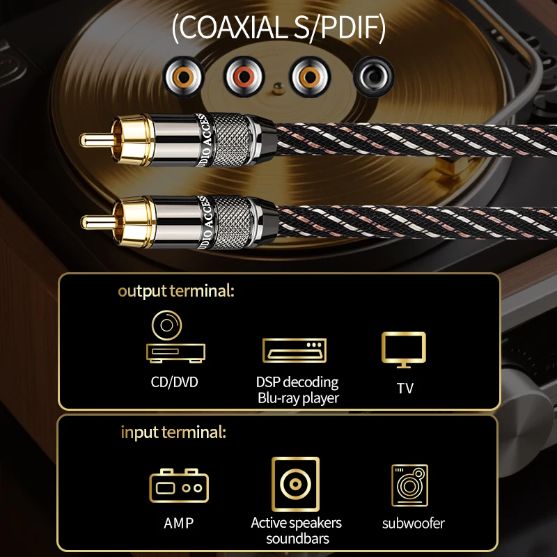 YYTCG HiFi RCA Coaxiale Audiokabel Hi-End Rca naar Rca Mannelijke SPDlF Digitale Coaxiale kabel voor DvD Projector TV Speaker Versterker