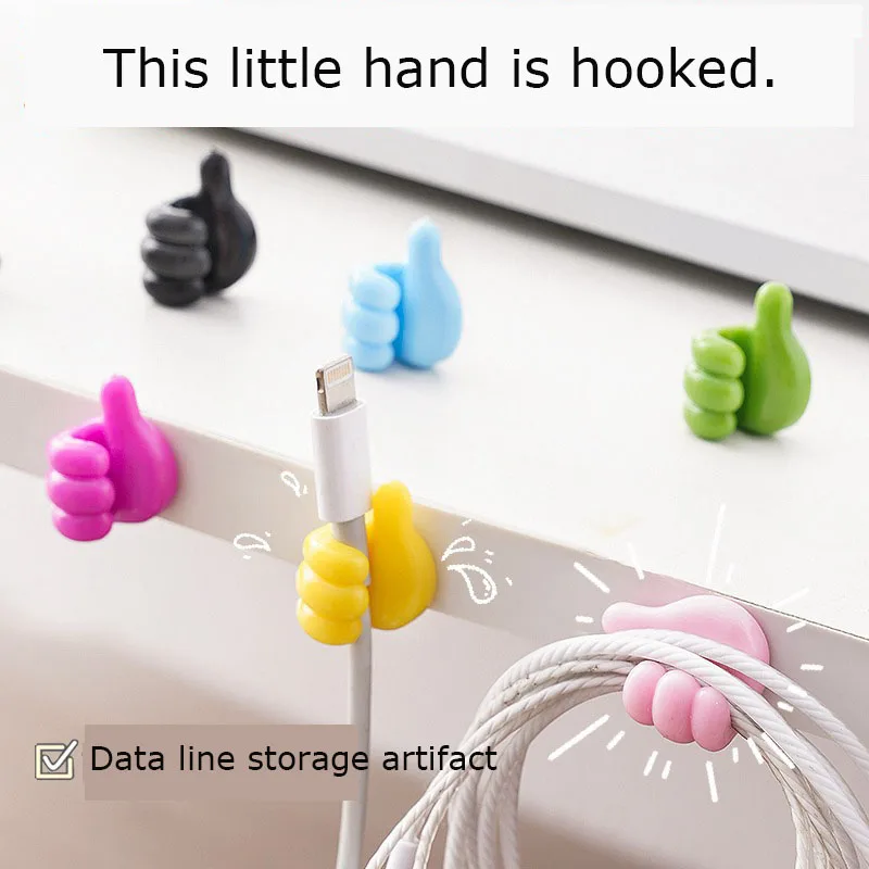 10Pcs Silicone Thumb Wall Hooks Self-Adhesive Thumb Cable Organizer Clips Key Hook Multi-Function Wall Hangers Storage Hooks