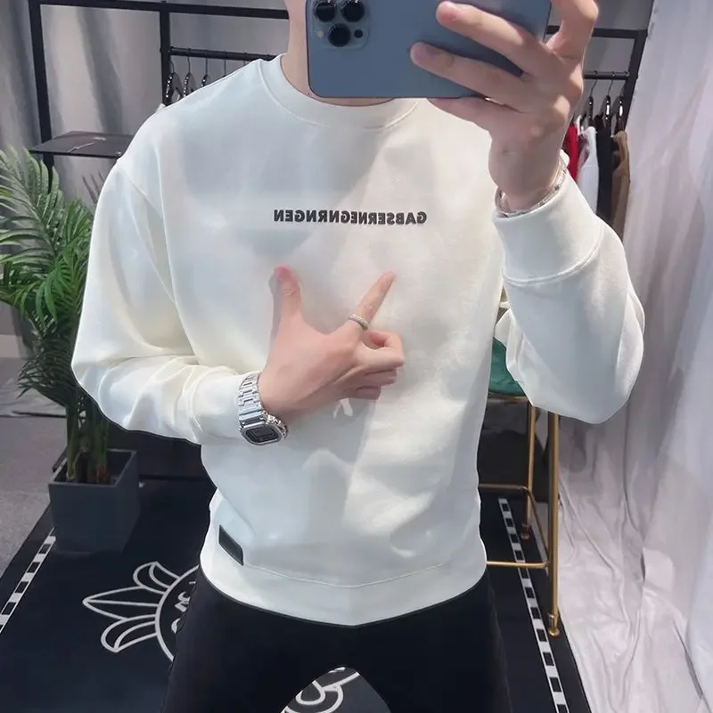 

Round Neck Male Sweatshirt Autumn Harajuku Fashion Crewneck Y2k Vintage Men's Pullover Emo Warm New In Cheap Korean Style Tops