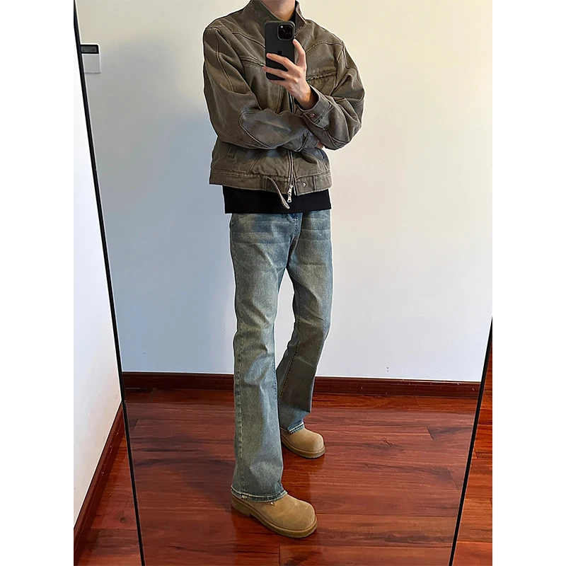 

Cleanfit ort Canvas Jaet Men's Spring Autumn American Retro Workwear Sle Zipper Closure Loose Fit Youth Faion