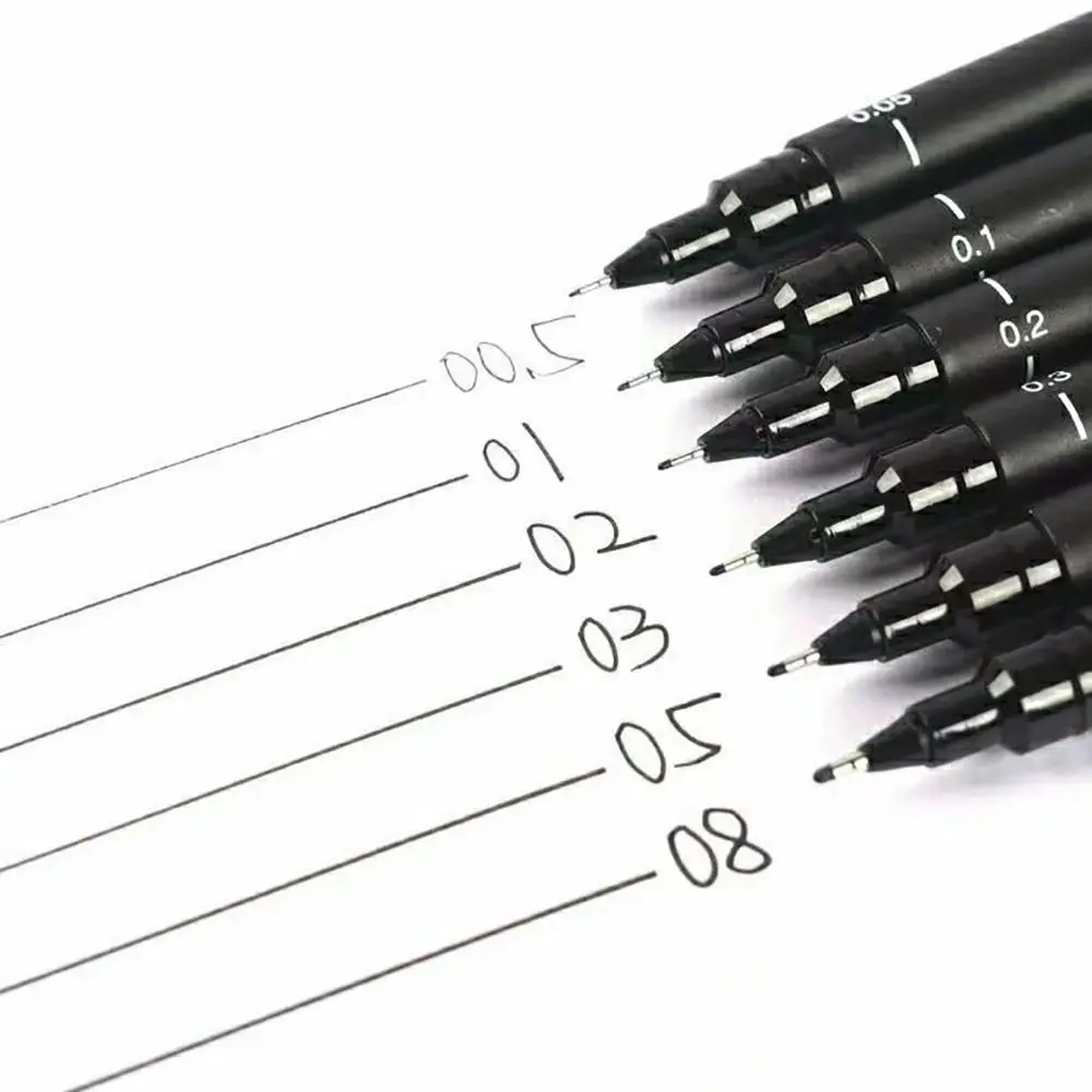 

6Pcs/lot Ultra Fine Line Pin Drawing Pen 005 01 02 03 05 08 Micron Pigment Fineliner Office School Set Black Ink Art Marker