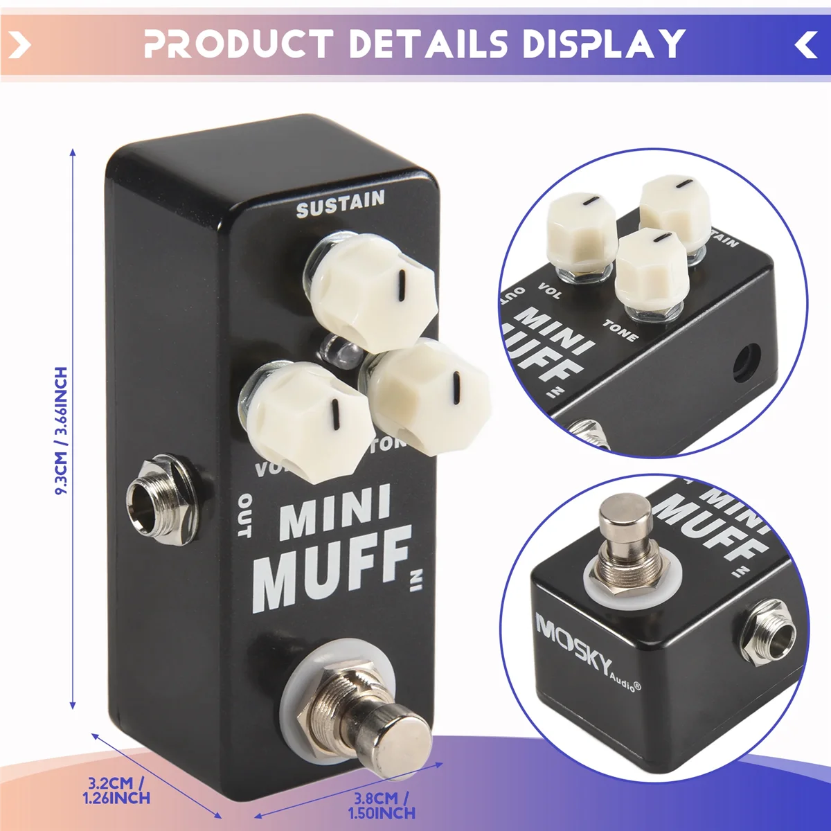 L67A Pro MOSKY Mini Muff Fuzz Distortion Electric Guitar Effect Pedal