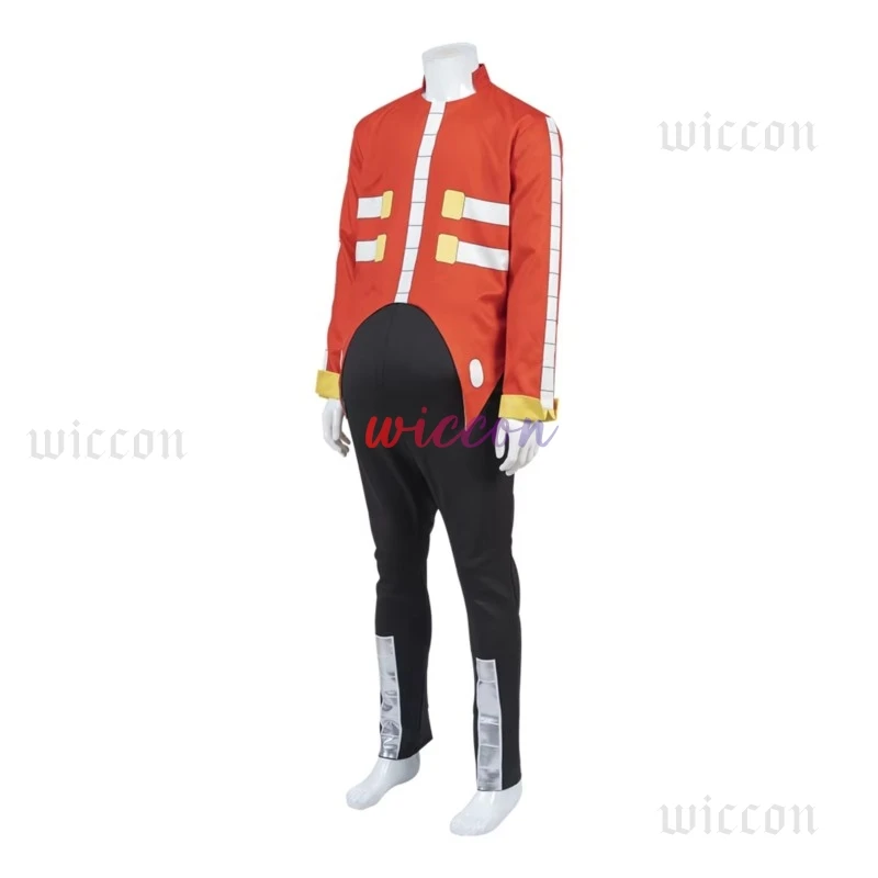 زي تنكري Game Dr Eggman للرجال برتقالي مزدوج الصدر وأكمام طويلة مع بنطال زي الهالوين الكامل