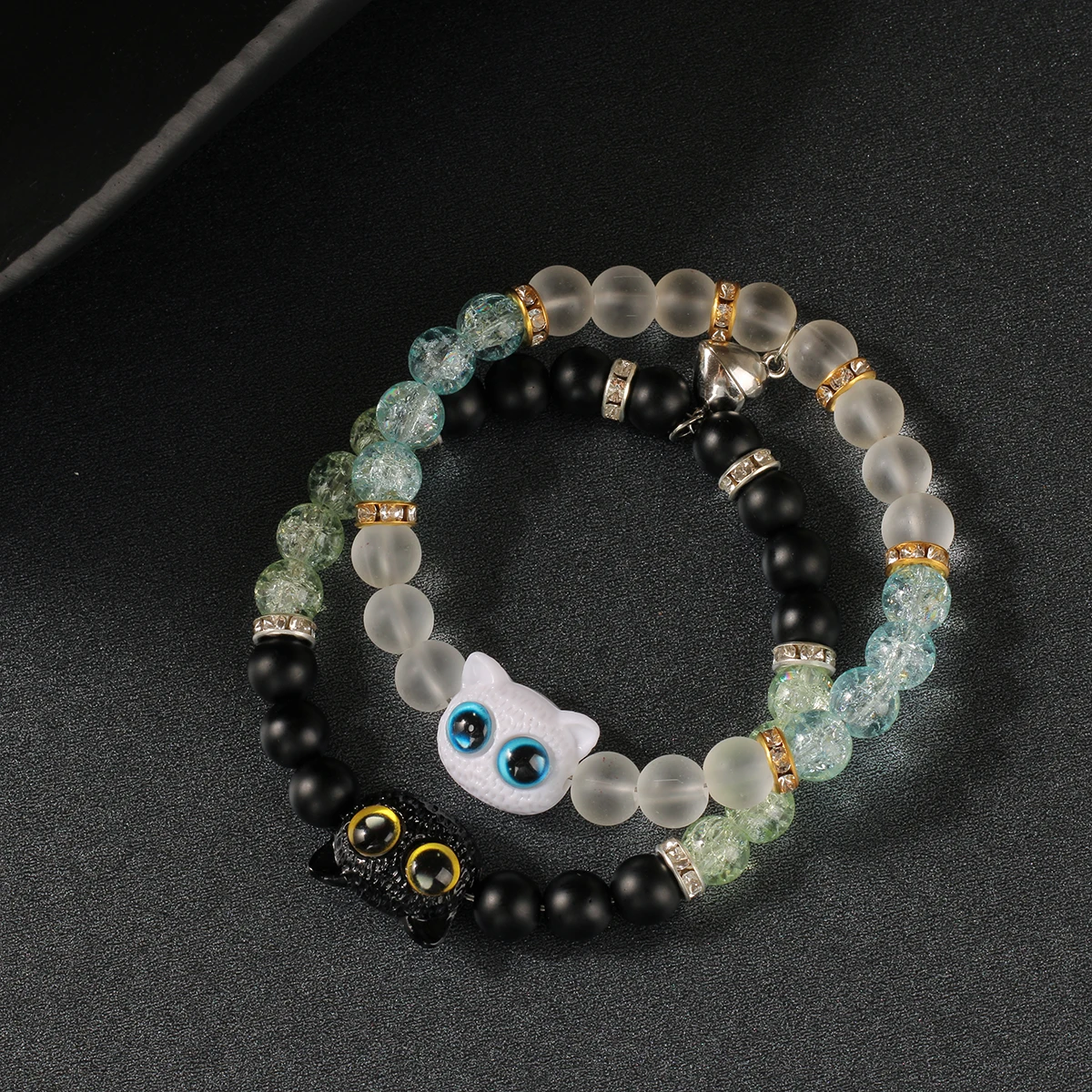 أساور متطابقة للأزواج للنساء والرجال bf وgf صديقها صديقة سوار المغناطيس القلب لطيف القط الصداقة سوار #2