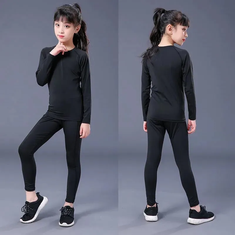 Kids Running Set Children Boy Girl Men Women Fitness Basketball Football Sport Hiking Skiing Thermal Underwear Suit Tracksuit 02