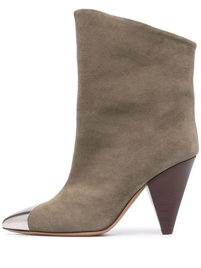 2024 European and American New Pointed Women\'s Short Boots with Conical High Heels Fashion 34-45 Size Large Women\'s Long Boots