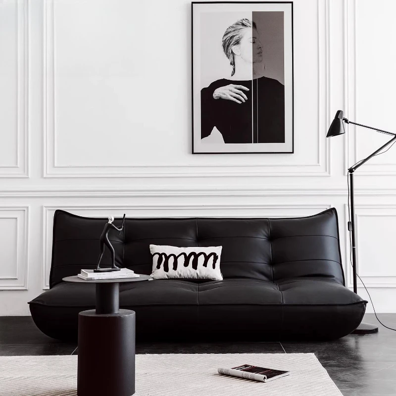 

Floor-to-ceiling lazy three-person sofa bed leather single sofa