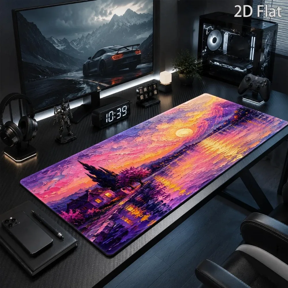 Large mouse pad depicting the magnificent scene of the sunset over the lake surface alfombrillas para escritorio tapis de souris