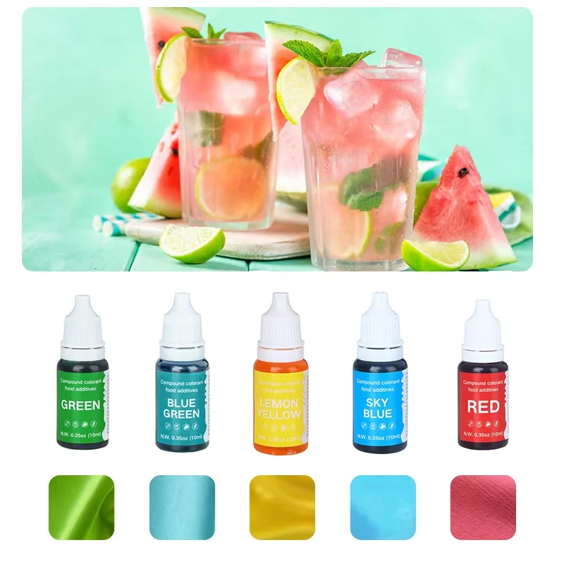 FAIS DU 5pcs Cake Coloring 10ml/0.34oz Bottle Set for Cakes DIY Pastry Baking Decorative Accessories Cake Candy Kitchen Dye Tool