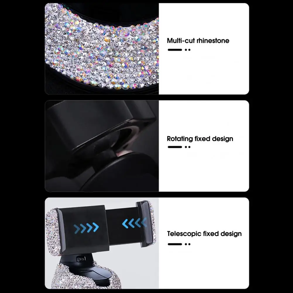 Car Phone Support Handcrafted Rhinestone Wide Compatibility Ornamental Car Navigation Bracket for Automobile