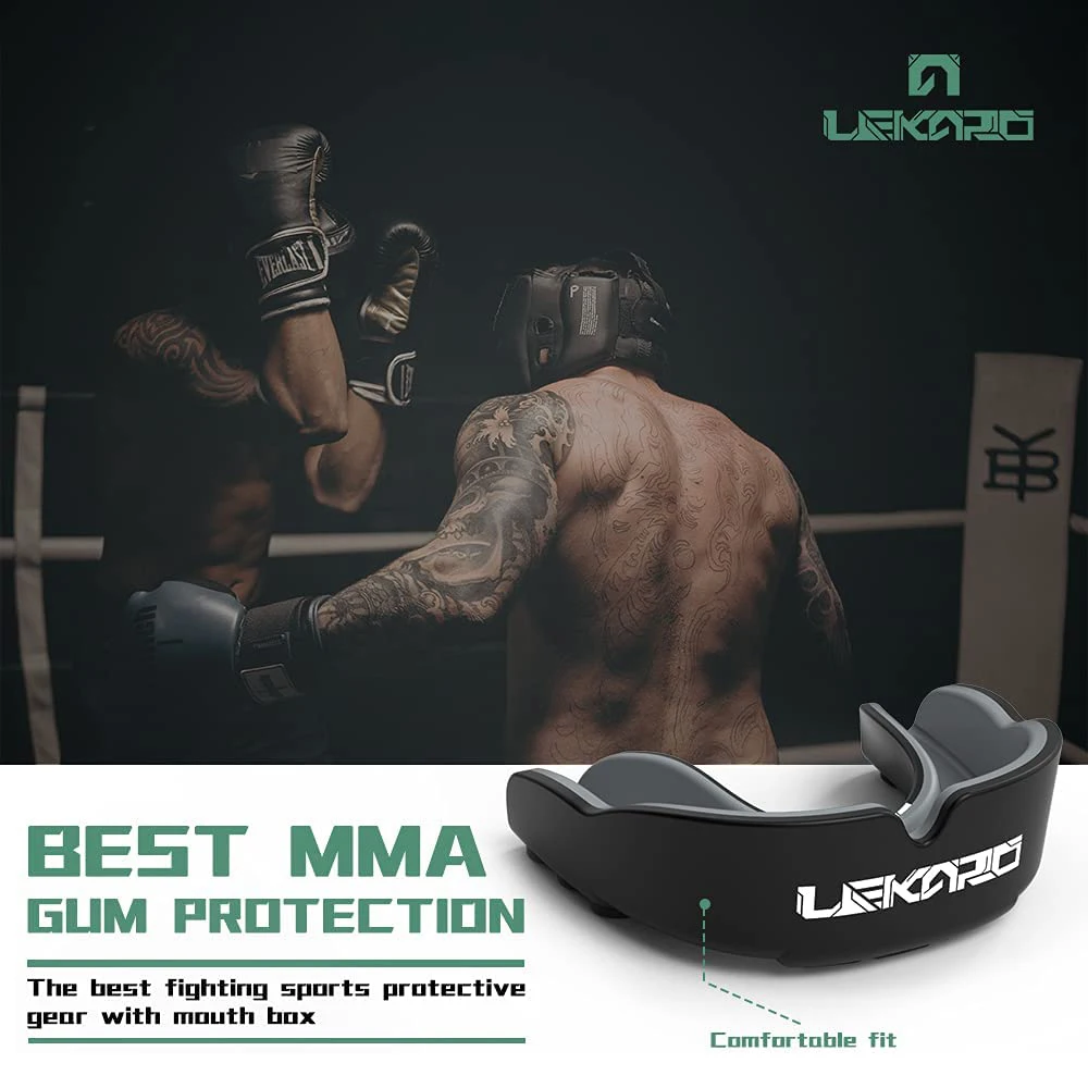 Lekaro enlarged adult EVA cuttable sports mouthguard for rugby, Muay Thai, Taekwondo, boxing, basketball, MMA, fighting teeth pr