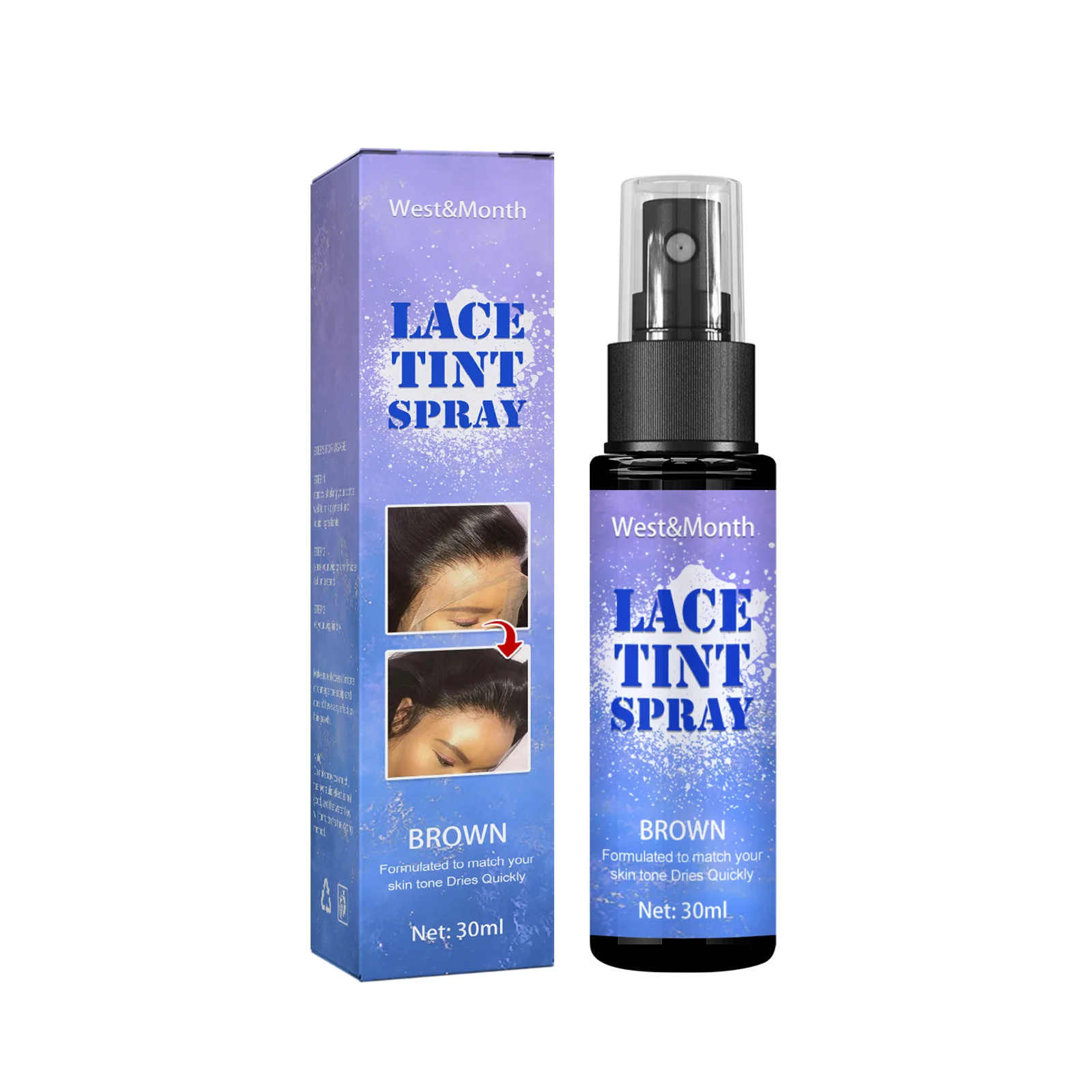 Lace Tinted Spray for Front Wigs Waterproof Fast Drying Lasting Styling Hair Glue Wig Liquid Adhesive Lace Melting Holding Spray