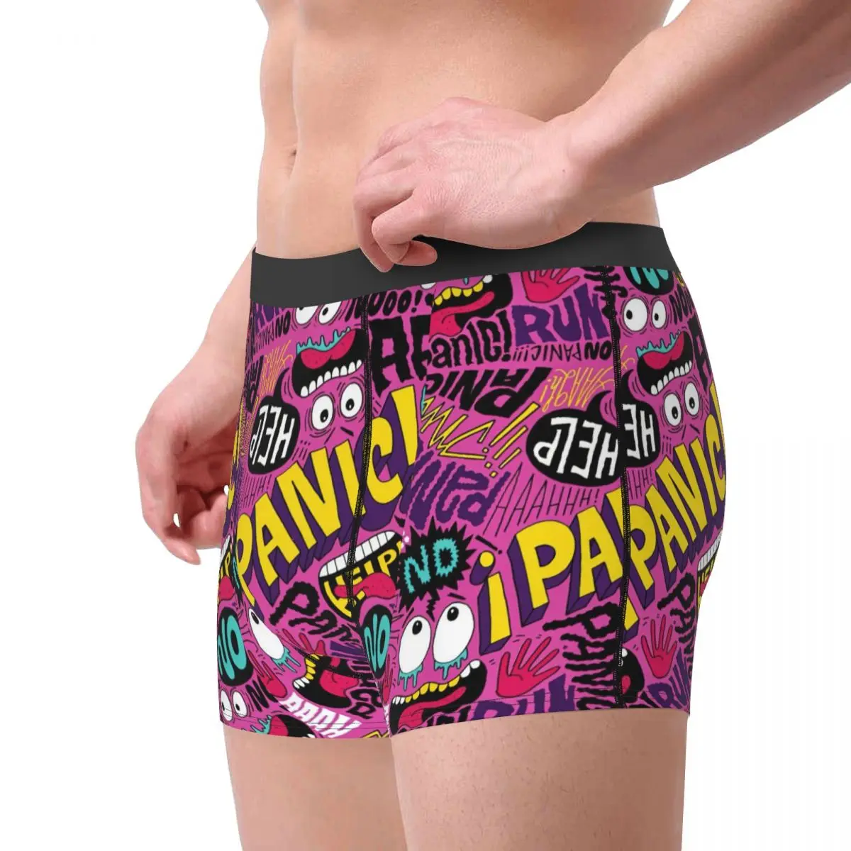 Men's Pop Manga Comic Freak Doodle Underwear Humor Boxer Briefs Shorts Panties Homme Polyester Underpants S-XXL