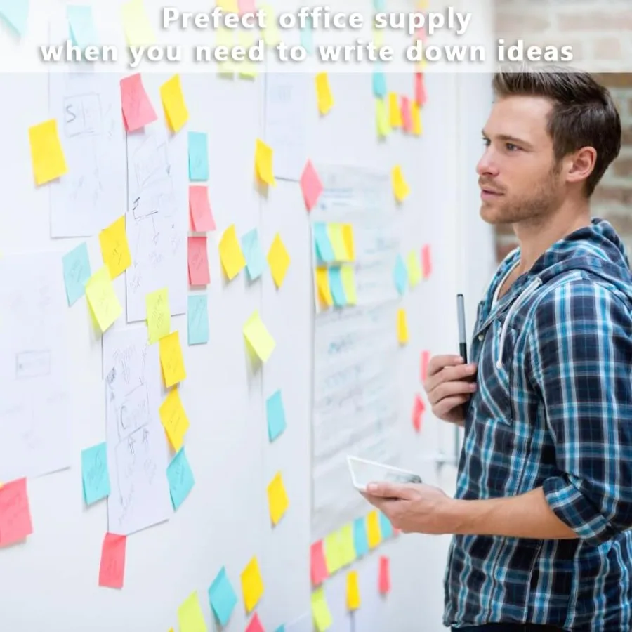 18 حزمة من الملاحظات اللاصقة 3 × 3 ألوان زاهية وسادات ملاحظات ذاتية اللصق 9 ألوان لوحة مذكرة لاصقة للمكتب المدرسي ng #6