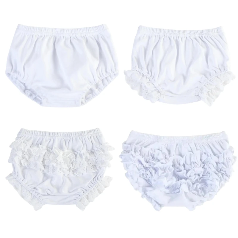 Roupa interior da criança menino menina branco bloomers 95% algodão macio rendas plissado recém-nascido fralda cobre roupas da menina do bebê bloomer shorts