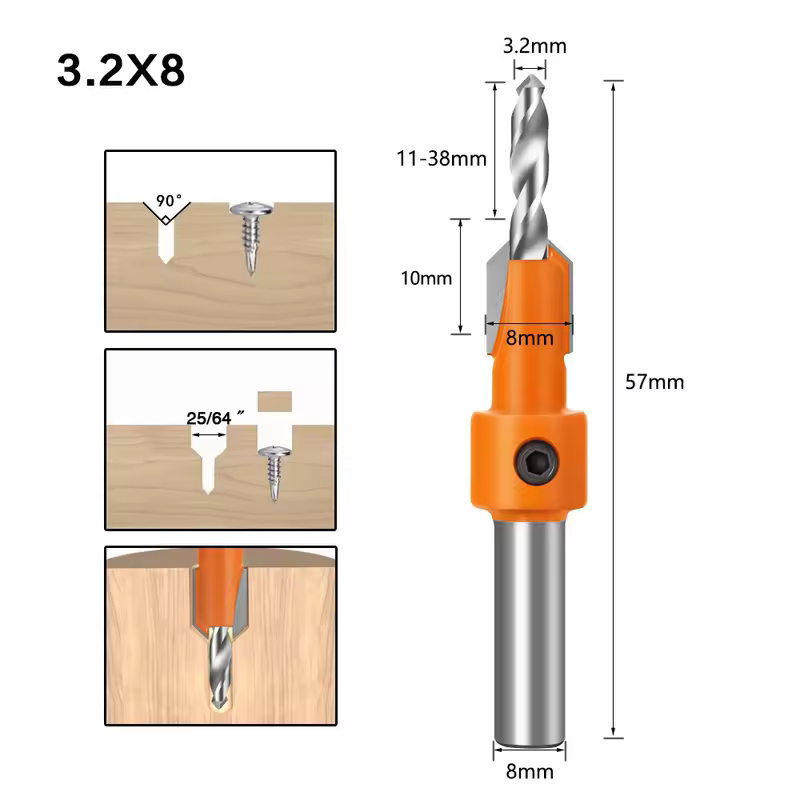 8mm Shank HSS Woodworking Countersink Router Bit Screw Extractor Remon Demolition for Wood Milling Cutter Woodworking Tools - Image 16
