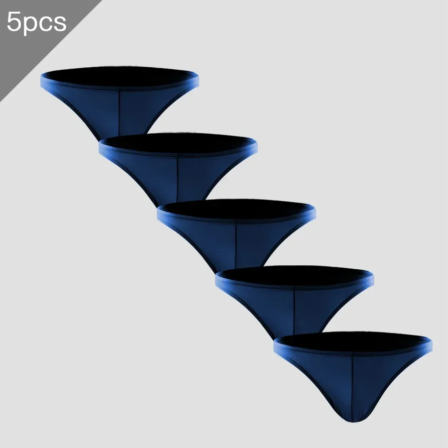 

5pcs Summer narrow edge men's sports breathable ice silk briefs thin low waist tight-fitting no trace small briefs