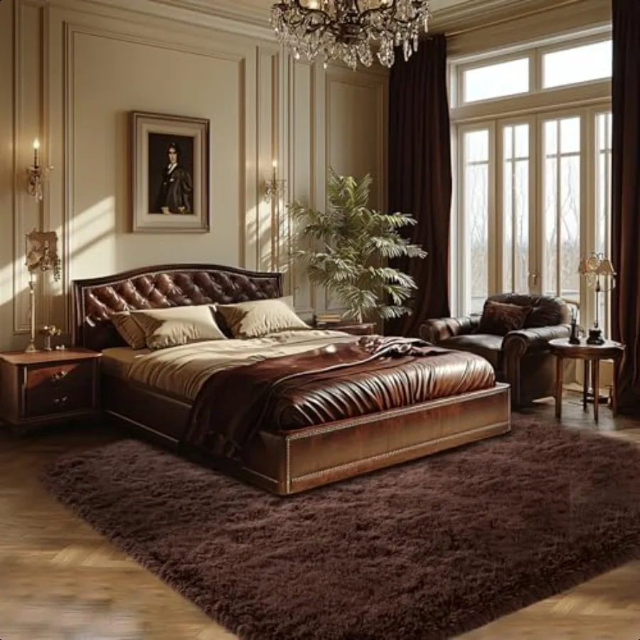 

Fluffy Brown Bedroom Area Rug: Ultra Fluffy NonSlip Floor Carpet for Bedroom Living Room Nursery Dorm Room Playroom Soft Shaggy